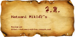 Hatvani Miklós névjegykártya
