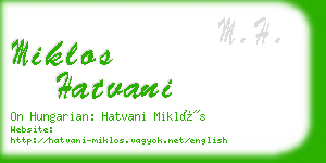 miklos hatvani business card